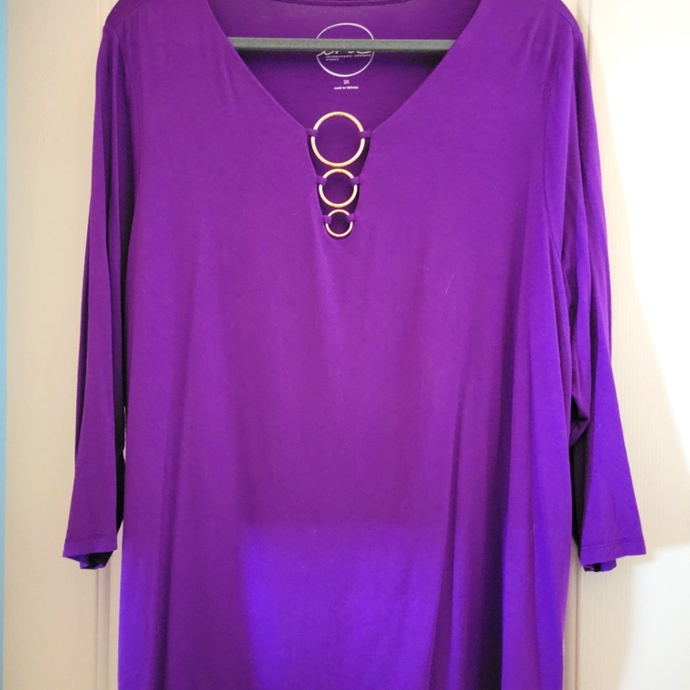 Purple 3/4 sleeve top by INC International Concepts Size 2X